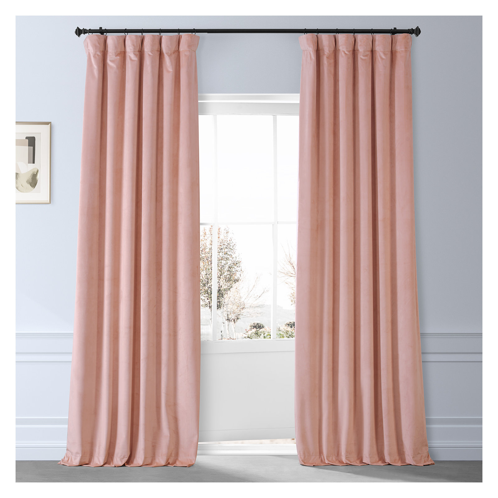Loria Plush Velvet 100% Blackout Curtains For Bedroom, Living Room - Single Panel, 50" W x 108" L, Apricot Blossom