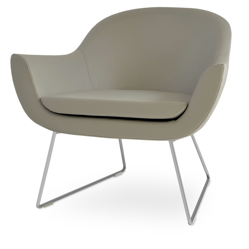 Fauteuil Madison, Chrome, Similicuir gris pâle