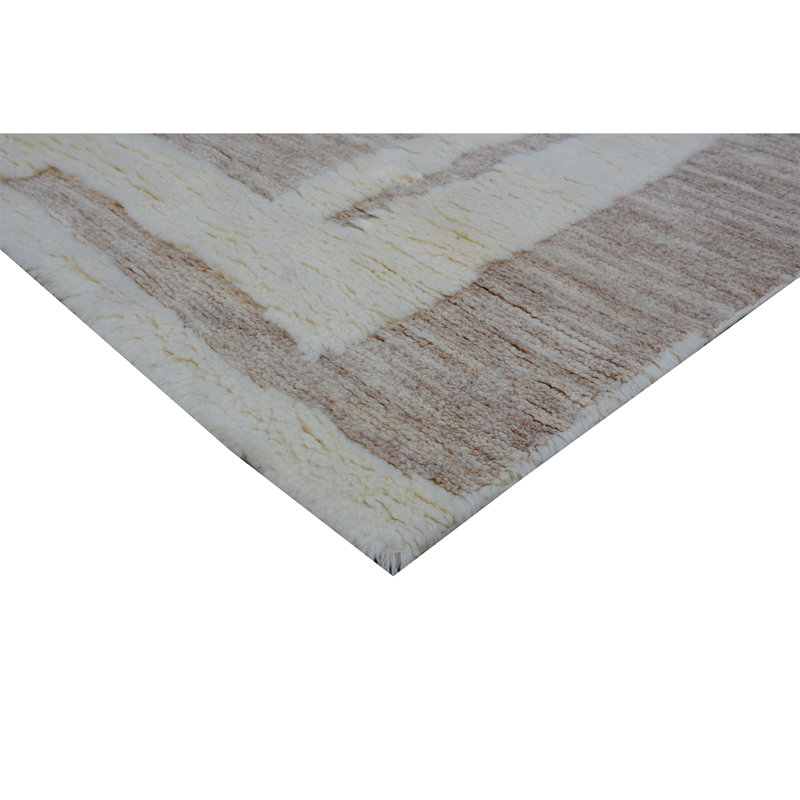 Hand Knotted Wool Abstract Area Rug in Ivory, Rectangle 6' x 9'