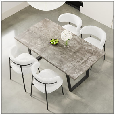 Ensemble de table et de salle à manger en bois aggloméré rectangulaire de 62,9 pouces, ensemble de 4 pièces, table de salle à manger élégante, table de salle à manger de cuisine, robuste et durable, facile à assembler, convenant à une salle à manger avec 4 à 6 personnes