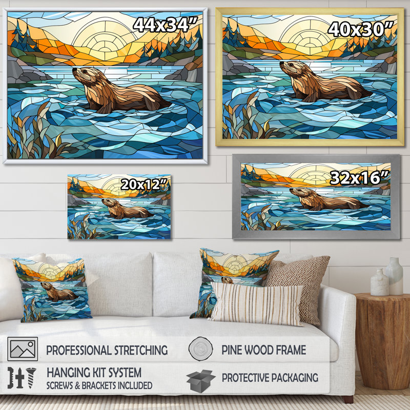 Enchantaing Mosaic - Art mural, H 16 po x l 32 po x P 1 po, Cadre doré à coins fermés