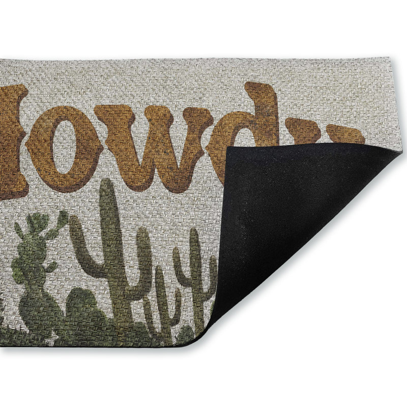 Tapis de porte d'extérieur Western Howdy avec cactus, par Matthew Piotrowicz, 18 po x 30 po