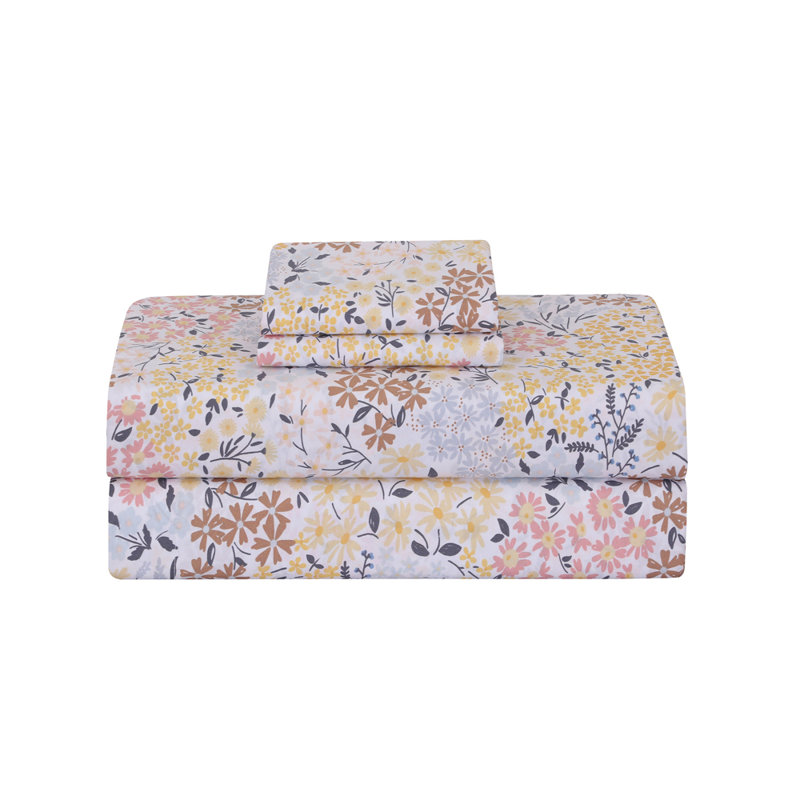 100% Cotton Sheets, 300 Thread Count Percale Weave Bedding, 16" Deep Pocket, Queen Sheet Set with 2 Pillowcases