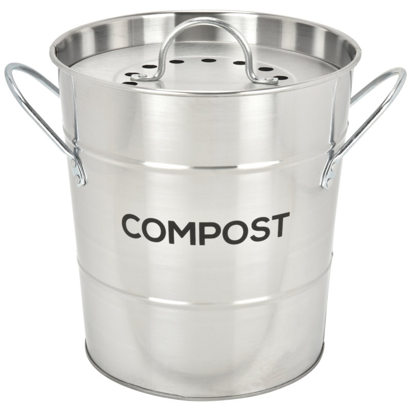 Acier 1 gallon Composteur de cuisine, Argent satiné