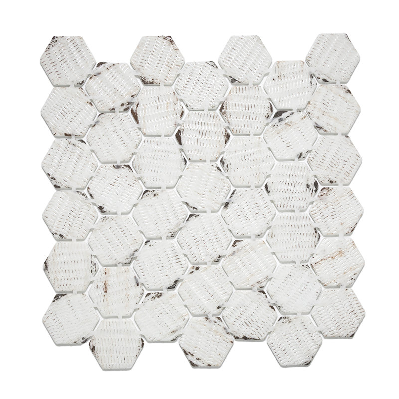 Eterna Hexx 12'' x 12'' Recycled Glass Mosaic, Hermes