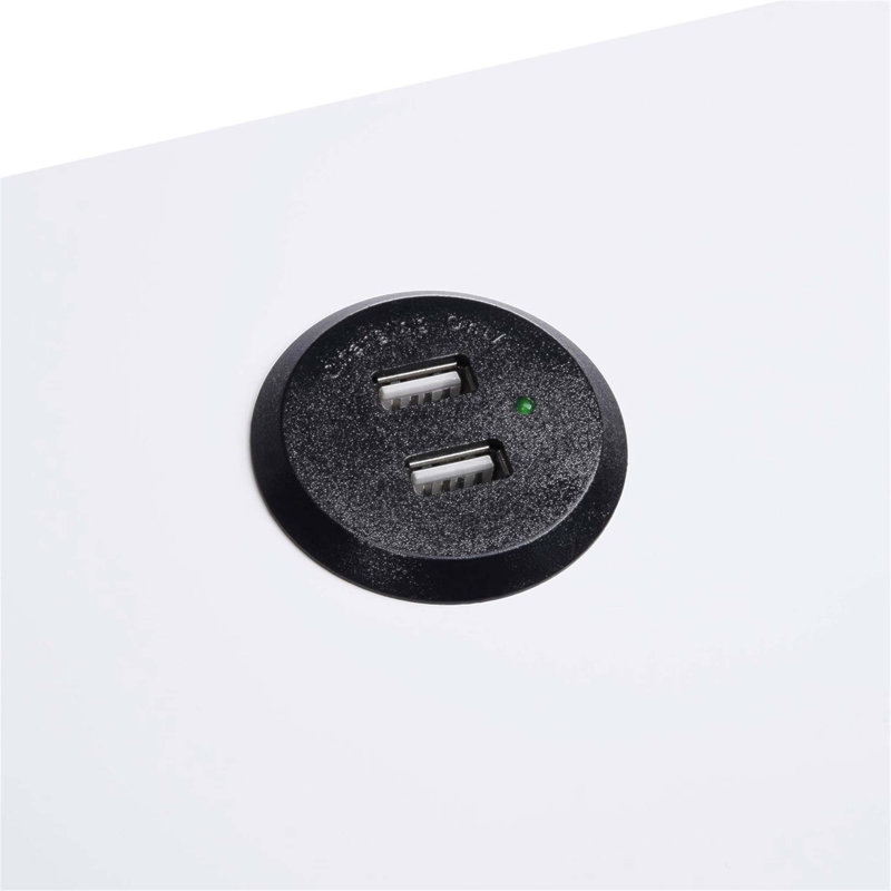 Élégante table d'appoint à chargement USB avec tiroir de rangement, parfaite pour les espaces de vie modernes et fonctionnels.