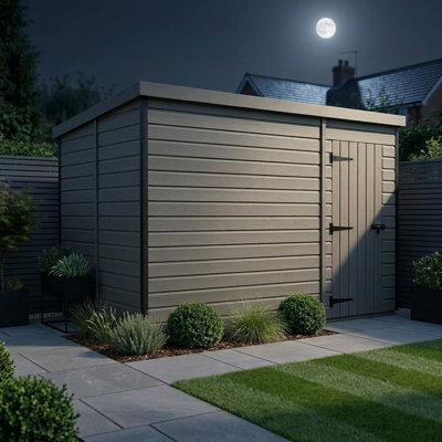 Total Sheds 13ft x 9ft Composite Pent Garden Shed - Single Door - No Windows - EPDM Rubber Roof - UK Manufactured