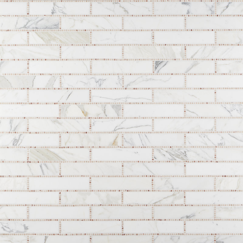 Carreau de mosaïque murale 11,73 po x 16,45 po Westgate, Rose blanche