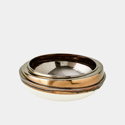 Bol décoratif à pile oblique réactive en bronze H 4 po x l 12 po x P 12 po