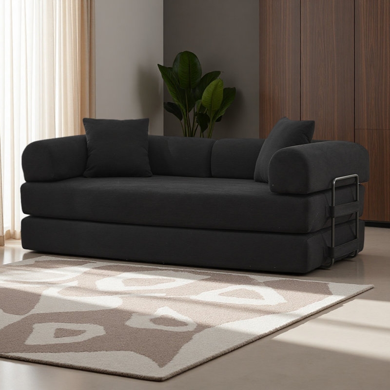 Canapé-lit pliant, canapé-lit convertible de 78,5 po avec 2 coussins, canapé-lit escamotable, matelas à ressorts en mousse