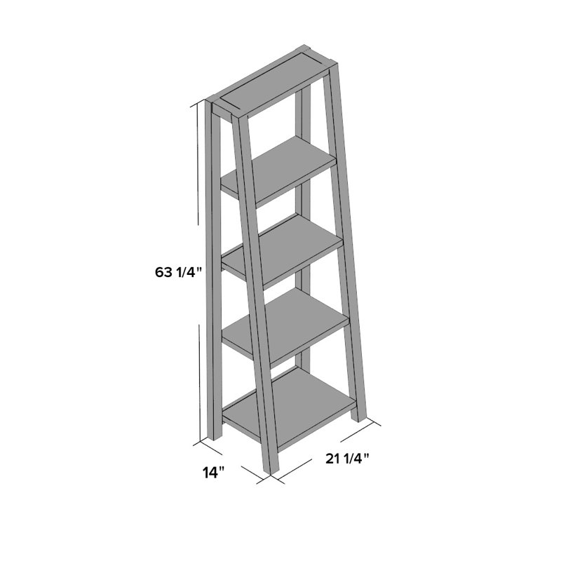Bibliothèque échelle Sargun H 63,25 "x l 21,25", Blanc brillant