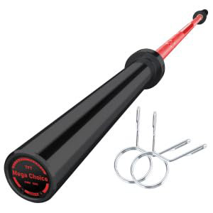 2,2 m Barbell - capacité de 1500 lb. Manchon de 50 mm avec roulements. Comprend 2 colliers - noir et rouge