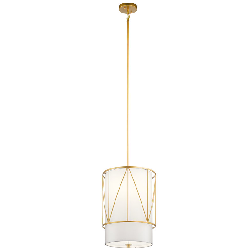 Luminaire suspendu cylindrique à 1 lumière Birkleigh, Or classique