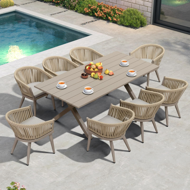 Ensemble de salle à manger rectangulaire pour l'extérieur L 80,7 po pour 8 personnes