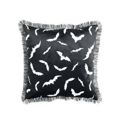 Swarm Of Bats Halloween Feathers Square Throw