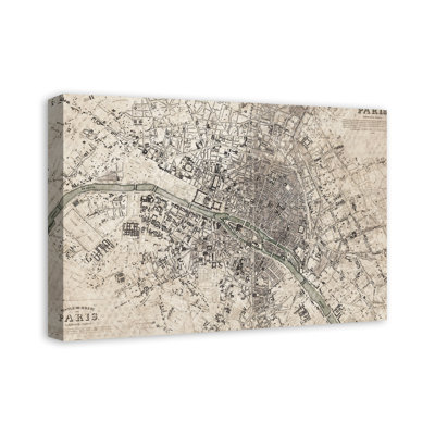 Carte rétro de Paris sur toile