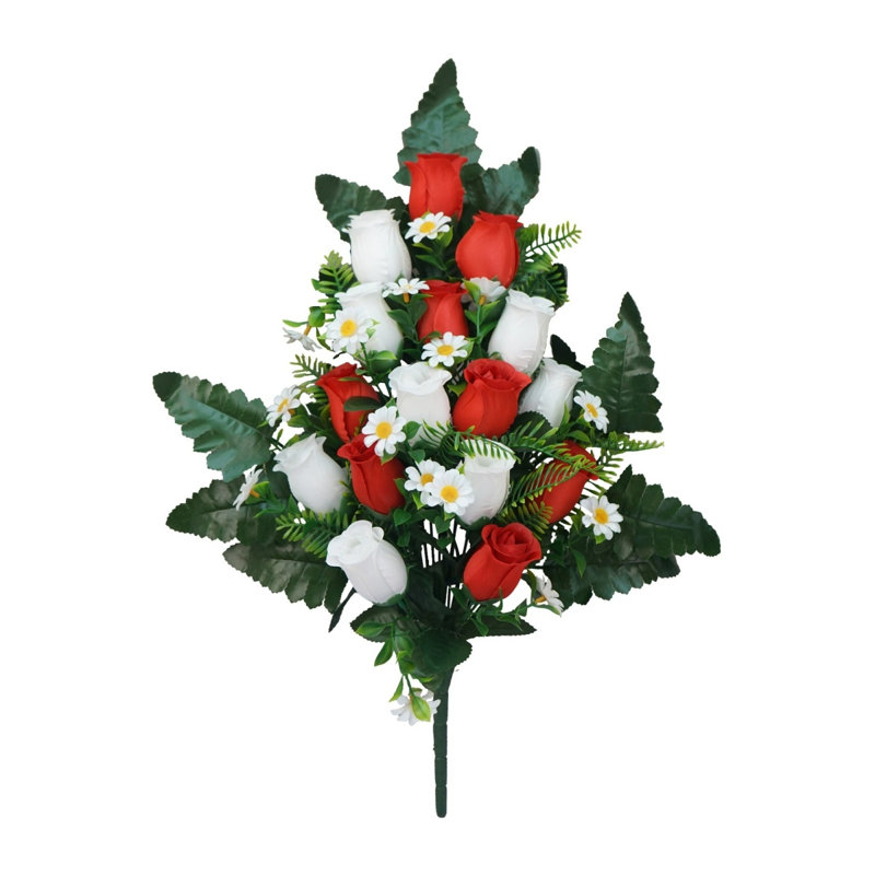 Fleurs de cimetière artificielles, Blanc /Rouge