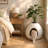 Hidden Cat Litter Box Enclosure with 24 Faux Plants & Pebbles