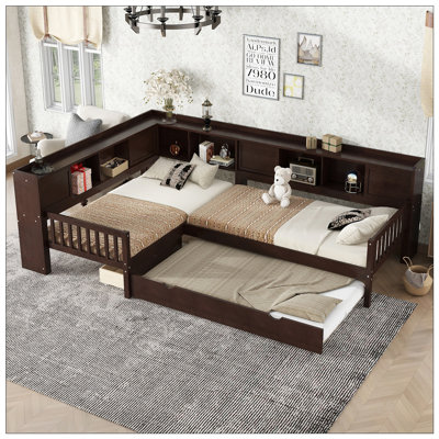 L-Shaped Storage Twin Bed With Trundle