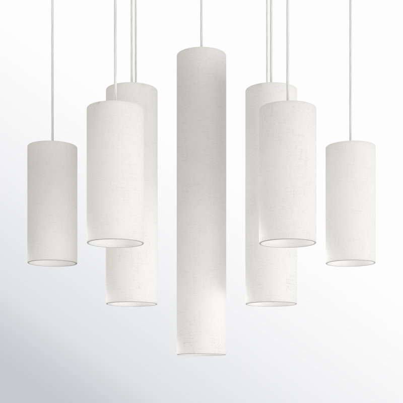 Strathmore Brushed Nickel 15-Light Tiered Foyer Chandelier with Off-White Shades