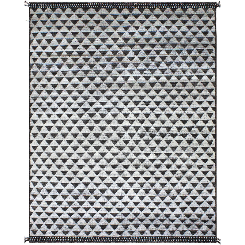 Tapis rectangulaire en laine noué à la main, Rectangulaire 8 pi x 10 pi