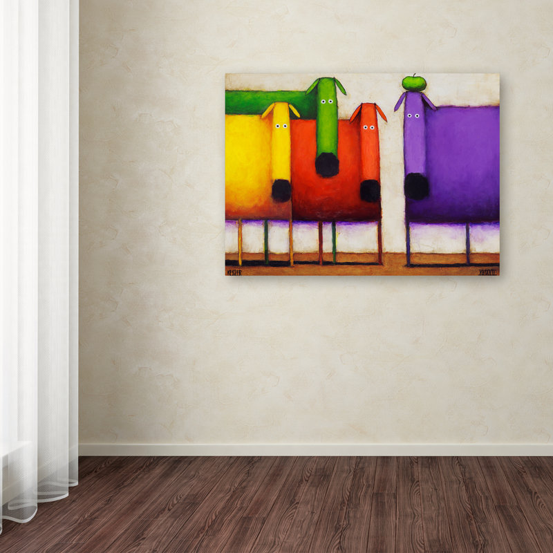 «Rainbow Dogs» d'Izampo, reproduction sur toile tendue, H 35 po x l 47 po