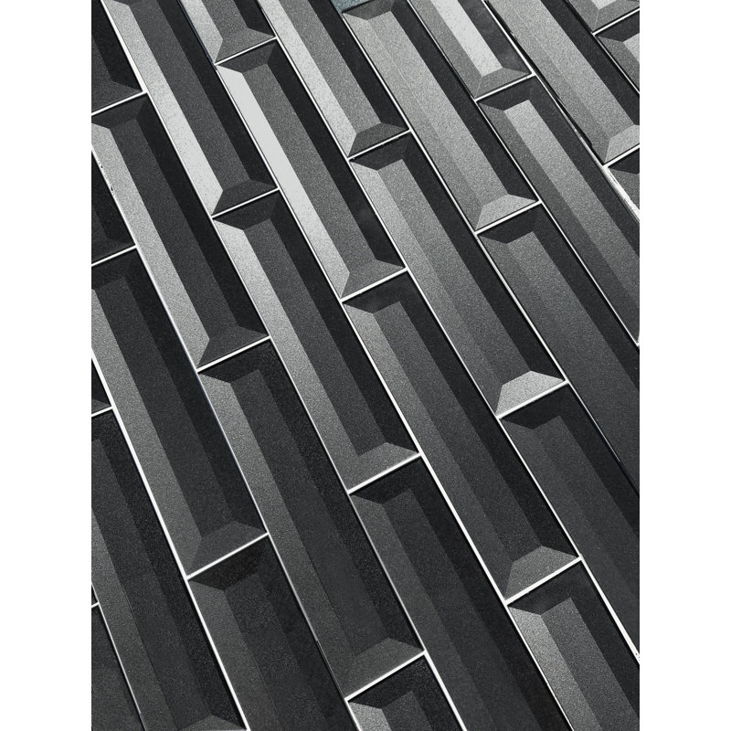 Carrelage mural de cuisine et de salle de bain à rebord biseauté inversé en verre de qualité diamant 2 po x 8 po Secret Dimensions