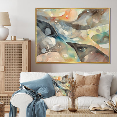 Subtle Serenity Colorful Gray Watercolor Waves I - Abstract Shapes Wall Art Prints