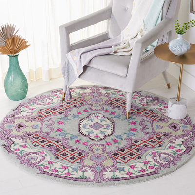 Cordel Floral Handmade Tufted Wool Light Green/Ivory Area Rug