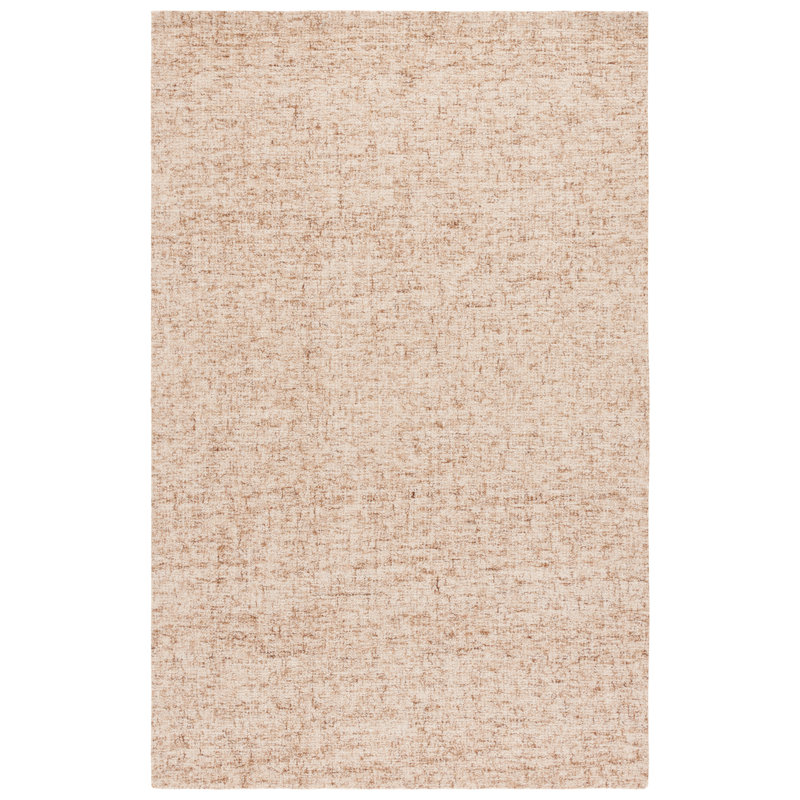 Abstract 175 Hand Tufted Wool; Cotton No Pattern Rug in Light Brown/Ivory, Rectangle 3' x 5'