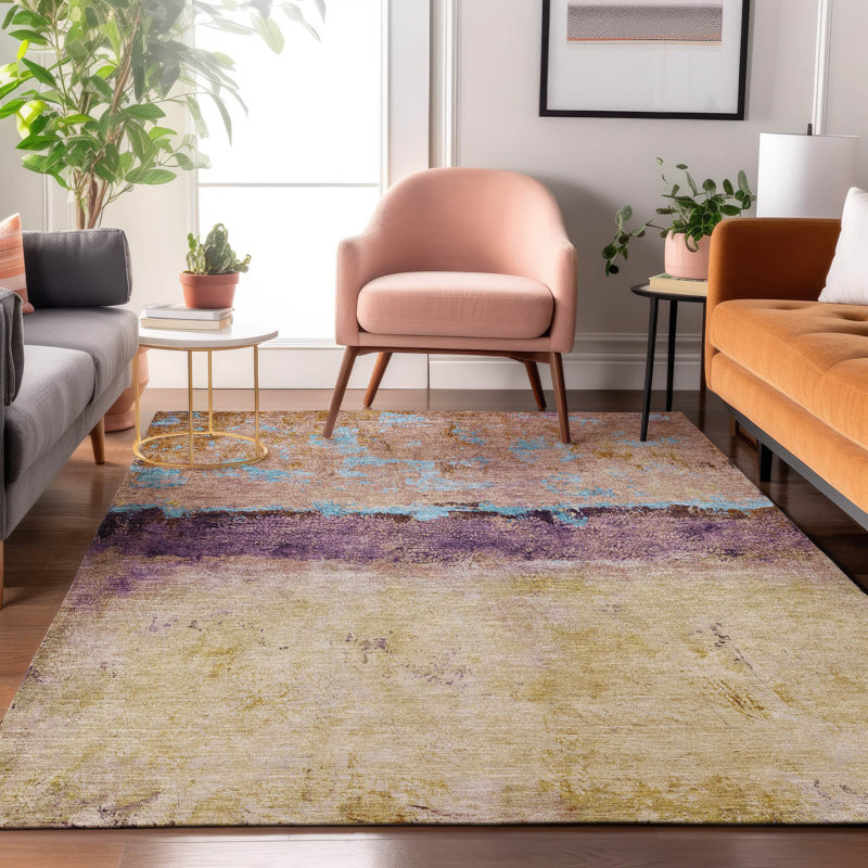Premium Machine Washable Varroville AMF1716 Abstract Rug, Rectangle 3' x 5'