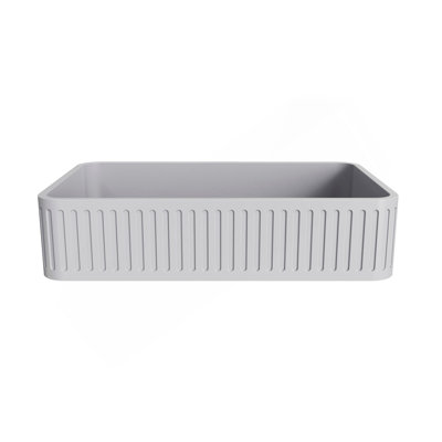 20.5'' Concrete Vessel Rectangular Modern Gray Bathroom Sink