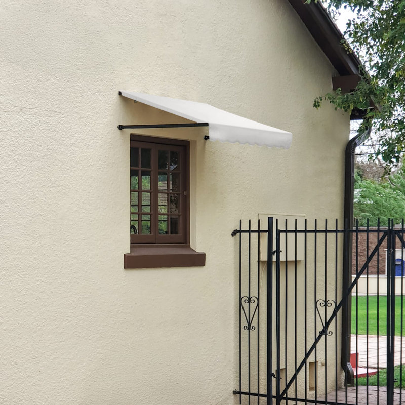 Auvent fixe en tissu acrylique rétro Awntech Dallas, H 16 po x l 40,5 po x P 30 po, Blanc
