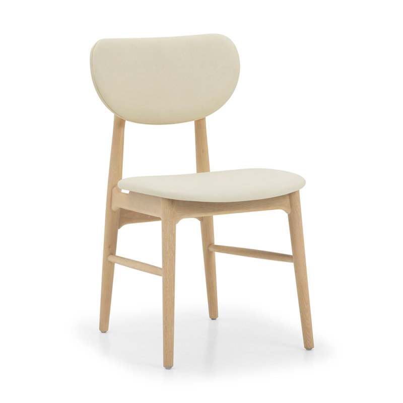 Stella Upholstered Dining Chair, Saddle, White
