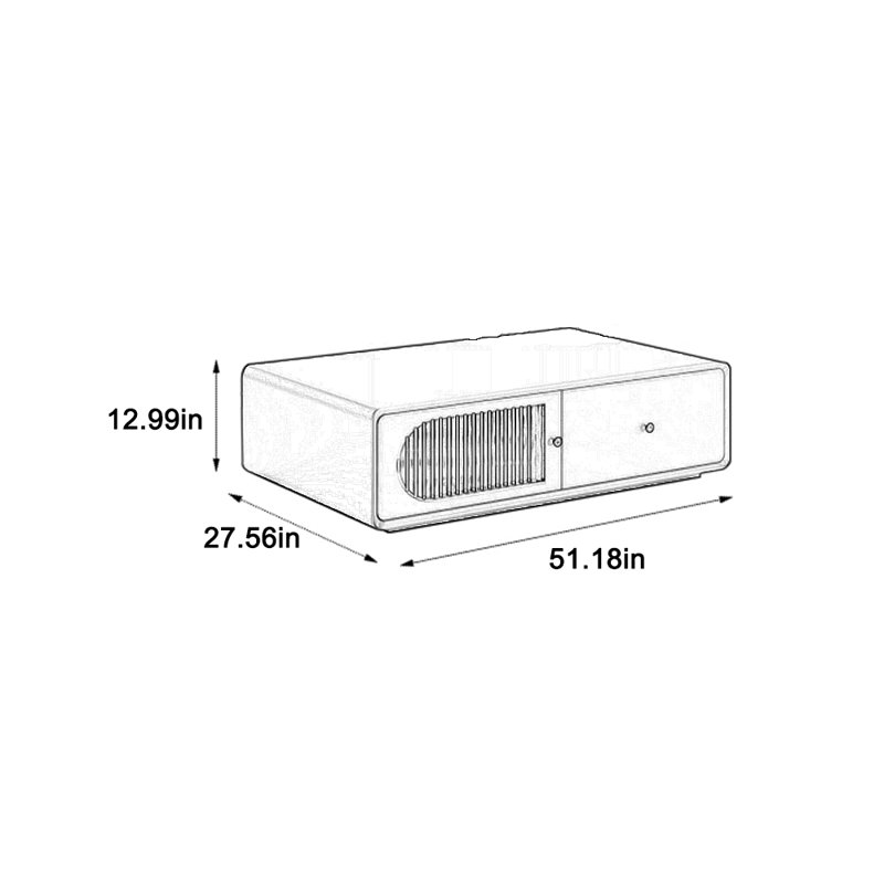 Modern coffee table with smooth edges, 12.99" H x 51.18" L x 27.56" W