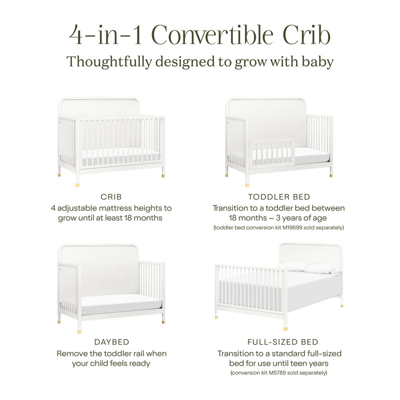 Brimsley Tambour 4-in-1 Convertible Crib, Warm White