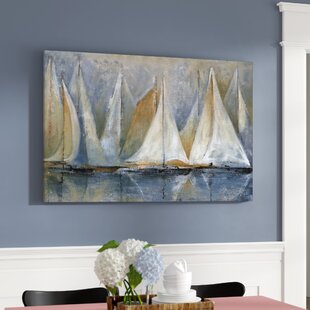 Sailboat Wall Art On Canvas Sailing Boat Oil Painting Extra Large Bright  Color Brush Stroke Oversize