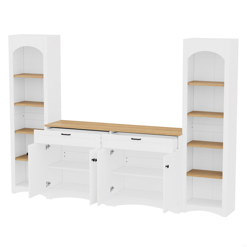 Meuble audio-vidéo 3 pièces avec armoire de rangement pour téléviseur de 70 po ou moins et tablettes réglables