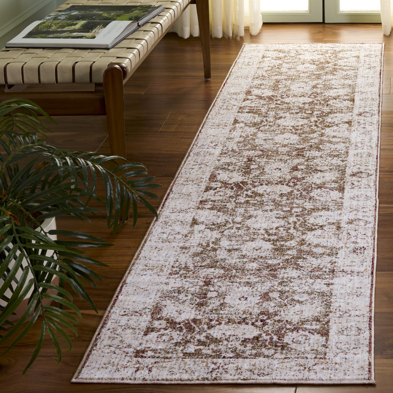 Tapis oriental blanc / beige, Tapis de couloir 2 pi x 8 pi