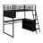 Metal Loft Bed With LED, Desk And Storage Shelves-1159529202