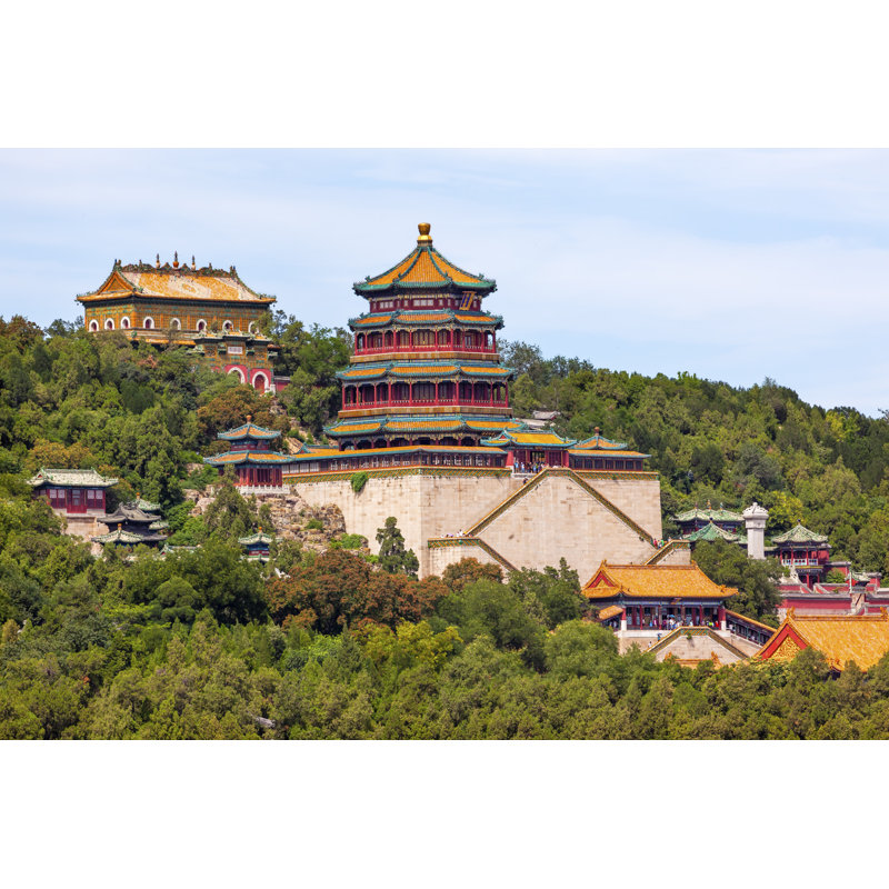 Longevity Hill Tower Orange Roofs Summer Palace Beijing China - Wrapped Canvas Print, 61cm H x 91cm W x 3.8cm D