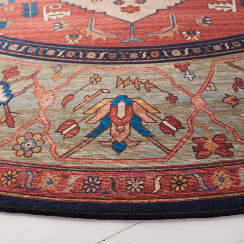 Pashen Performance Machine Washable Oriental Rug, Round 6'
