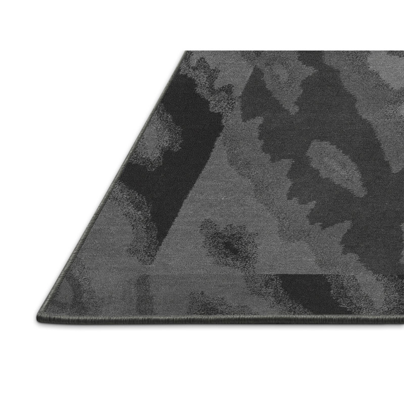 Tapis abstrait gris en laine et polyester tissé à la machine 2 pi x 3 pi Brynlin