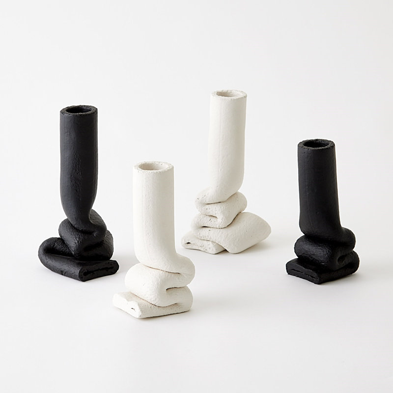 Squoze Handmade Ceramic Table Vase, Black, 7.5" H x 3.5" W x 3" D