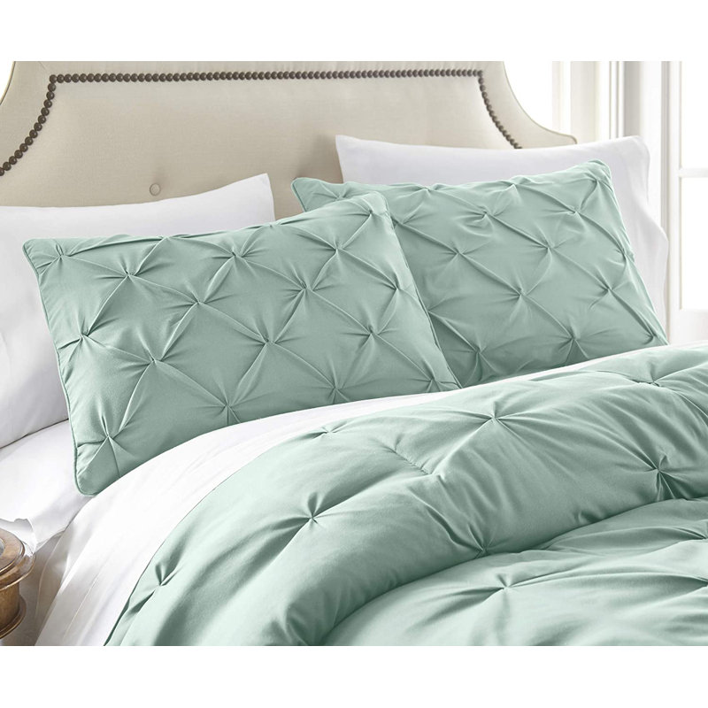 Sydney Pintuck Microfiber 7 Piece Comforter Set, King Comforter + 6 Additional Pieces, Seafoam Green