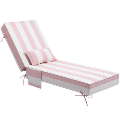 26.5'' W x 80'' D x 6'' H Outdoor Chaise Lounge Seat / Back Cushion with Pillow and Pocket