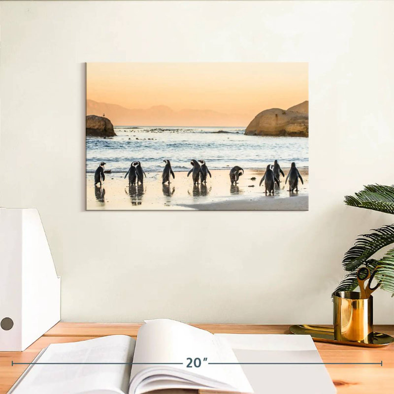 Brampt Penguins On The Shore, 8'' H X 12'' W