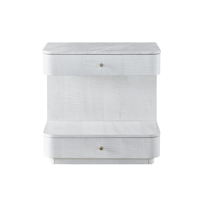 30" White Carrara Stone Top Paris Nightstand