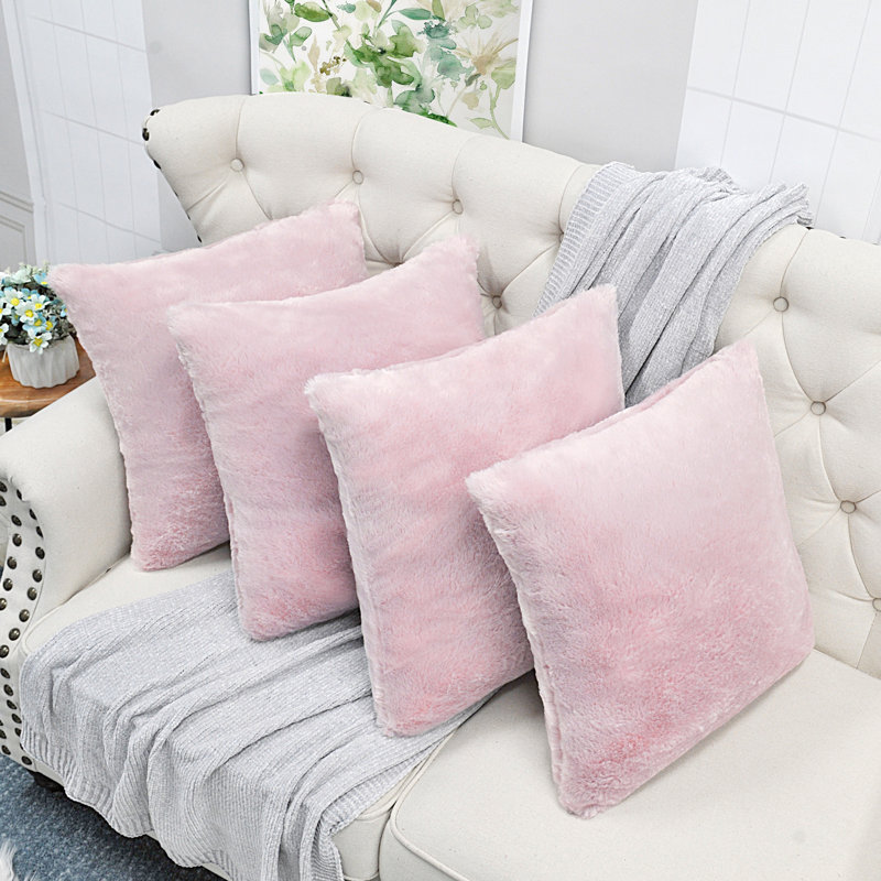 Housse de coussin réversible en fausse fourrure, Rose