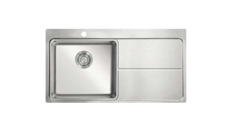 Ukinox W Single Bowl Stainless Steel Drop-In Kitchen Sink with 1 Faucet Hole, Right